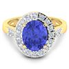 Image 3 : Natural 3.1 CTW Tanzanite & Diamond Ring 14K Yellow Gold - REF-117M5T