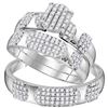 Image 1 : 3/4 CTW His Hers Round Diamond Oval Matching Wedding Set 10kt White Gold - REF-61H4R