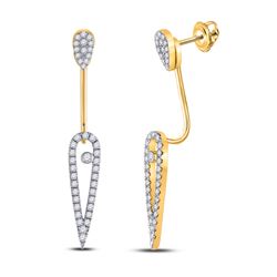 1/2 CTW Womens Round Diamond Fashion Earrings 14kt Yellow Gold - REF-57Y3N