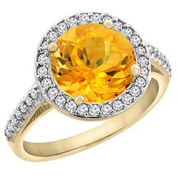 2.44 CTW Citrine & Diamond Ring 14K Yellow Gold - REF-56M2A