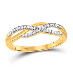 1/10 CTW Womens Round Diamond Woven Strand Band Ring 10kt Yellow Gold - REF-10V9Y