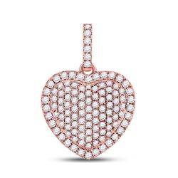 1 CTW Womens Round Diamond Heart Pendant 14kt Rose Gold - REF-74V9Y