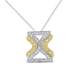 0.50 CTW Diamond Necklace 18K 2Tone Gold - REF-55F8N