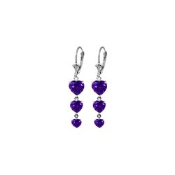 Genuine 6 ctw Amethyst Earrings 14KT White Gold - REF-66X9M