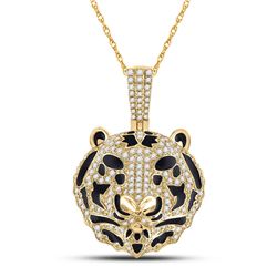 2 CTW Mens Round Diamond Tiger Charm Pendant 10kt Yellow Gold - REF-197X6T