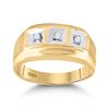 Image 1 : 1/10 CTW Mens Round Diamond 3-stone Ring 10kt Yellow Gold - REF-29M4F