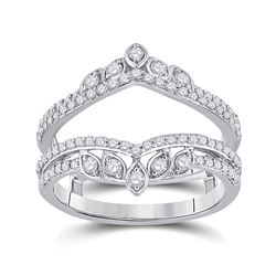 5/8 CTW Womens Round Diamond Wedding Wrap Ring 14kt White Gold - REF-88X5T