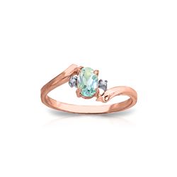 Genuine 0.46 ctw Aquamarine & Diamond Ring 14KT Rose Gold - REF-29F3Z