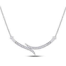 1/5 CTW Womens Round Diamond Curved Bar Necklace 10kt White Gold - REF-24Y5N