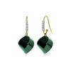 Genuine 30.68 ctw Green Sapphire Corundum & Diamond Earrings 14KT Yellow Gold - REF-67F3Z