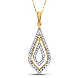 1/4 CTW Womens Round Diamond Double Nested Oval Pendant 10kt Yellow Gold - REF-27A3M