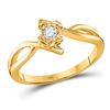 Image 1 : 1/8 CTW Womens Round Diamond Solitaire Promise Ring 10kt Yellow Gold - REF-19F6W