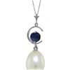 Genuine 4.5 ctw Pearl & Sapphire Necklace 14KT White Gold - REF-22Y2F