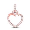 1/3 CTW Womens Round Diamond Outline Heart Pendant 10kt Rose Gold - REF-23H3R