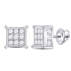 2 CTW Womens Princess Diamond Square Earrings 14kt White Gold - REF-109Y2N