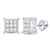 Image 1 : 2 CTW Womens Princess Diamond Square Earrings 14kt White Gold - REF-109Y2N