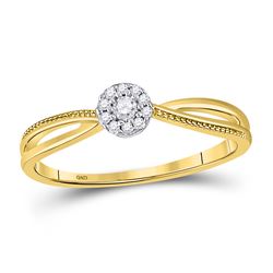 1/10 CTW Womens Round Diamond Solitaire Promise Ring 10kt Yellow Gold - REF-15Y2N