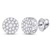 Image 1 : 1 CTW Womens Round Diamond Circle Frame Cluster Earrings 14kt White Gold - REF-68N2A