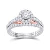 Image 1 : 1 CTW Round Diamond Bridal Wedding Ring 14kt Two-tone Gold - REF-122N6A