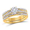 Image 1 : 1/2 CTW Round Diamond 3-Piece Bridal Wedding Ring 10kt Yellow Gold - REF-40A8M