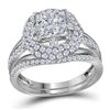 Image 1 : 1 & 1/2 CTW Princess Diamond Bridal Wedding Ring 14kt White Gold - REF-129T5V