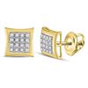 Image 1 : 1/12 CTW Mens Round Diamond Kite Square Earrings 10kt Yellow Gold - REF-13M2F