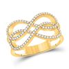 Image 1 : 1/3 CTW Womens Round Diamond Double Infinity Ring 10kt Yellow Gold - REF-34X3T