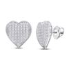 Image 1 : 1/4 CTW Womens Round Diamond Heart Cluster Earrings 10kt White Gold - REF-23M3F