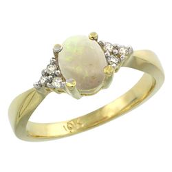 0.52 CTW Opal & Diamond Ring 10K Yellow Gold - REF-28M2K