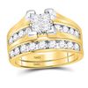 Image 1 : 1 & 1/2 CTW Princess Diamond Bridal Wedding Ring 14kt Yellow Gold - REF-173H9R