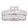 Image 1 : 1 & 1/2 CTW Princess Diamond Bridal Wedding Ring 14kt White Gold - REF-197M6F