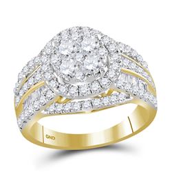 2 CTW Round Diamond Halo Bridal Wedding Engagement Ring 14kt Yellow Gold - REF-163W5H