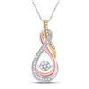 Image 1 : 1/6 CTW Womens Round Diamond Oval Moving Twinkle Pendant 10kt Tri-Tone Gold - REF-23T3V