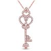 Image 1 : 1/5 CTW Womens Round Diamond Trefoil Heart Key Pendant 10kt Rose Gold - REF-19Y2N