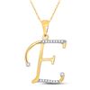 Image 1 : 1/12 CTW Womens Round Diamond E Initial Letter Pendant 10kt Yellow Gold - REF-12Y2N