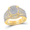 Image 1 : 1/2 CTW Round Diamond Cluster Bridal Wedding Ring 10kt Yellow Gold - REF-58M2F