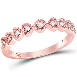 1/10 CTW Womens Round Diamond Heart Stackable Band Ring 14kt Rose Gold - REF-20T5V