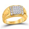 Image 1 : 1/4 CTW Mens Round Diamond Square Cluster Ring 10kt Yellow Gold - REF-41T5V
