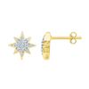 Image 1 : 1/10 CTW Womens Round Diamond Starburst Earrings 10kt Yellow Gold - REF-13W5H