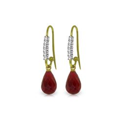 Genuine 17.78 ctw Ruby & Diamond Earrings 14KT Yellow Gold - REF-47K5V