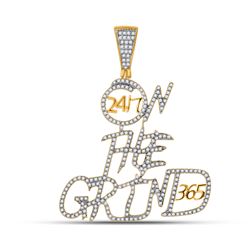 3/4 CTW Mens Round Diamond On The Grind Charm Pendant 10kt Yellow Gold - REF-61T4V