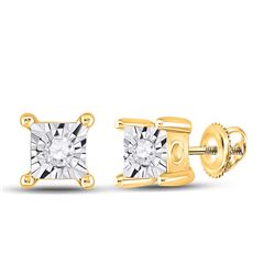 1/20 CTW Womens Round Diamond Miracle Stud Earrings 10kt Yellow Gold - REF-14R4X