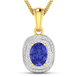 Natural 2.56 CTW Tanzanite & Diamond Pendant 14K Yellow Gold - REF-52M2T