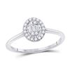 Image 1 : 1/6 CTW Womens Round Diamond Oval Cluster Ring 14kt White Gold - REF-29H4R