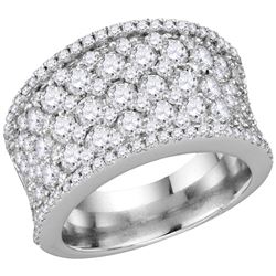 3 & 1/4 CTW Womens Round Diamond Pave Band Ring 14kt White Gold - REF-293R3X