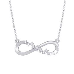 1/10 CTW Womens Round Diamond Infinity Necklace 10kt White Gold - REF-21R8X