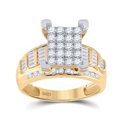 7/8 CTW Round Diamond Cindys Dream Cluster Bridal Wedding Engagement Ring 10kt Yellow Gold - REF-68N