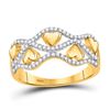 Image 1 : 1/5 CTW Womens Round Diamond Heart Band Ring 10kt Yellow Gold - REF-24N5A