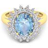 Image 3 : Natural 3.49 CTW Aquamarine & Diamond Ring 14K Yellow Gold - REF-135H5M