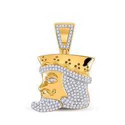 1/2 CTW Mens Round Diamond King Playing Card Charm Pendant 10kt Yellow Gold - REF-40F8W